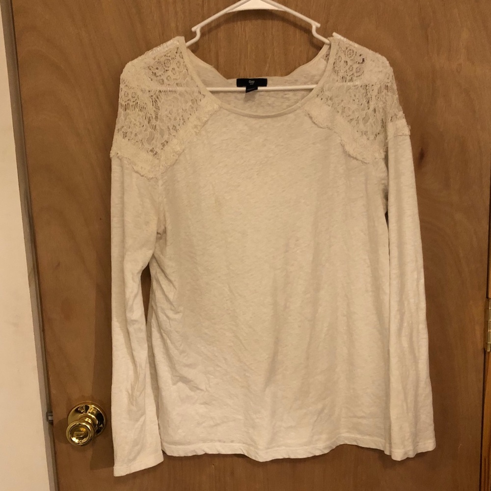 Gap Women’s White Lacy Long Sleeve